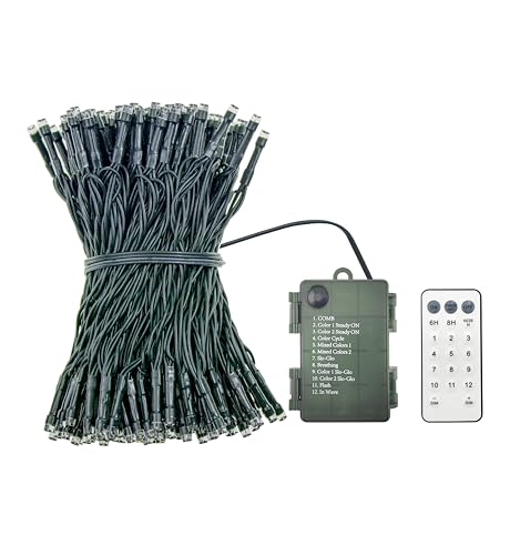 Guirlande lumineuse LED à piles câble vert avec télécommande - 3