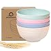 Shopwithgreen Unbreakable Cereal Bowls - 24 OZ Wheat Straw Fiber Lightweight Bowl Sets 4 - Dishwasher & Microwave Safe - for Children,Rice,Soup Bowls
