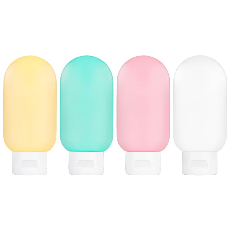 Craftisan Kit com 4 Frascos Recarregáveis para Viagem, 59 mL, com Etiquetas