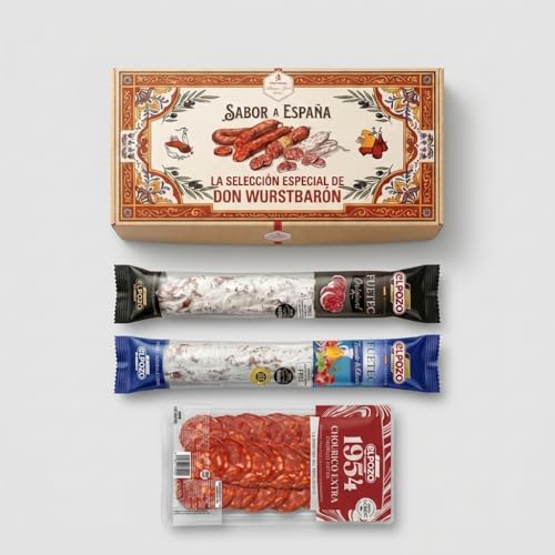 Spanisches Wurst-Geschenkset - La Bodega | Fuet Original + Fuet Trüffel + Chorizo | Gourmet Feinkost aus Spanien