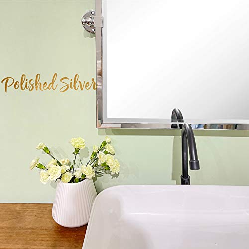 Image of Polished Silver Metal Framed Pivot Rectangle Bathroom Mirror Tilting Beveled Vanity Mirrors for Wall, Overall 23.9 x 24 inches (Mirrror 20 x 24 inches)