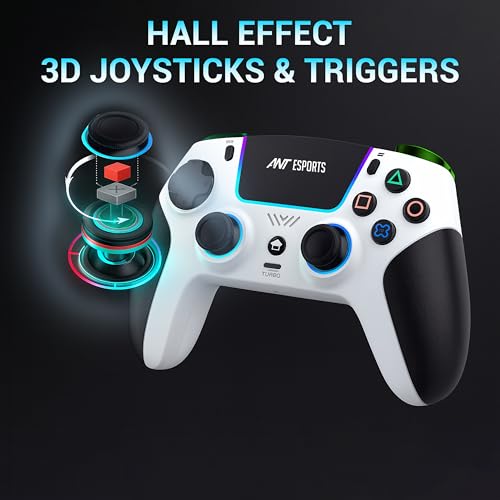 Image of Ant Esports SUPERNOVA Tri-Mode Enhanced Wireless Gamepad, Bluetooth & 2.4G Dongle, Hall Joysticks &Triggers, Touchpad, RGB, No Stick Drift, No Dead Zone -For Windows PC, Android, Steam, iOS, PS4 White