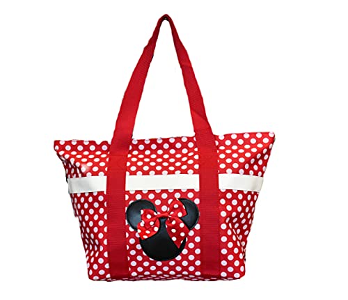 Bolsa de viaje Mickey & Minnie Mouse roja con cremallera y gran capacidad de almacenamiento