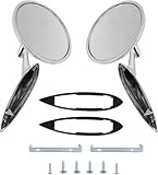 Round Outside Rearview Mirrors Ribbed Base Compatible with 1963 1964 1965 Impala Nova