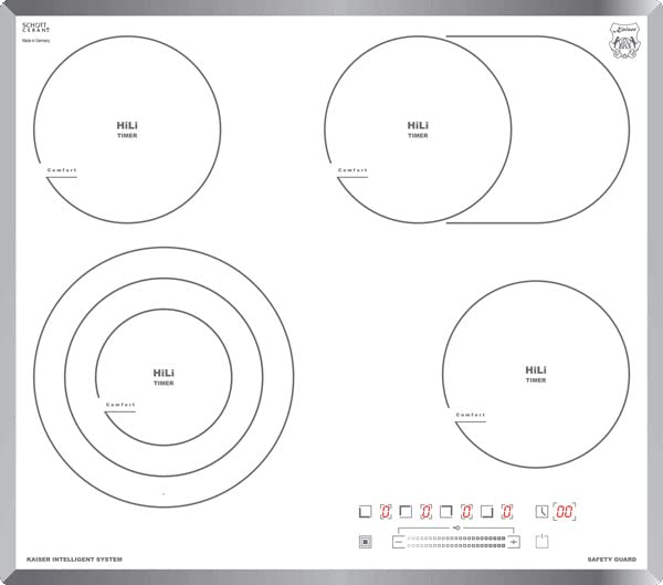 Kaiser KCT 6715 FW Plaque de cuisson encastrable, en vitrocéramique, autonome, haute luminosité, 60 cm, Power-Slide, autonome, en verre blanc, sans cadre