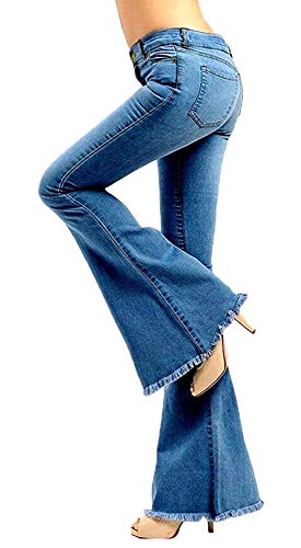 Jack David /Sweet Look High Waist Juniors Womens Plus 70s Flared Bell Bottom Bootcut Denim Jeans Pants3