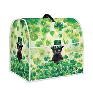 UNICEU Green Leaf and Black Cat Kitchen Aid Mixer Dust Cover with Top Handle and Pocket Greasy Protection Small Kitchen Appliance Protector Bag Organizers Accessories St Patrick's Day Decor,Size L UNICEU Green Leaf and Black Cat Kitchen Aid Mixer Dust Cover with Top Handle and Pocket Greasy Protection Small Kitchen Appliance Protector Bag Organizers Accessories St Patricks Day DecorSize L