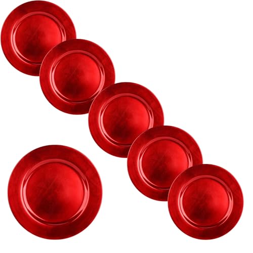Cecaro Group Set 6 Sottopiatti Decorativi Rosso - Eleganza per la Tavola di Matrimonio, Feste e Natale - Ø 33 cm