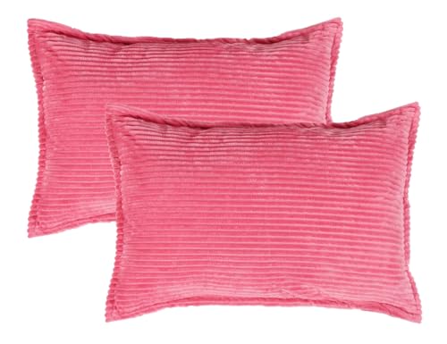 Image of RD TREND Presents Velvet 250 GSM Self Stripe Pillow Cover Set of 2 with Zipper, Size -18 inch x 28 inch Inches (45x71 Cm) (Salmon)