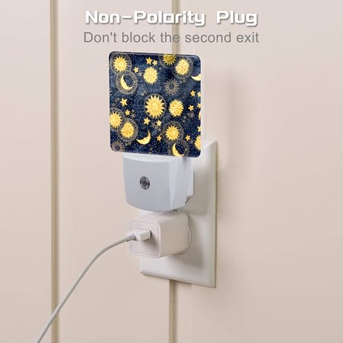 Image of Retro Moon and Sun Night Light, Colorful Zodiac Dusk to Dawn Night Light Plug in,0.5w Energy Saving Sleep Friendly NightLight for Kids Boys Girls Home Bedroom Living Room Decor