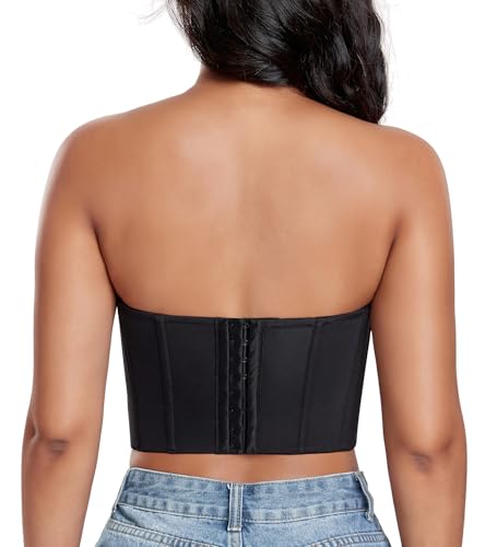 DotVol Women's Longline Strapless Full Figure Underwire Corset Bustier Bra3