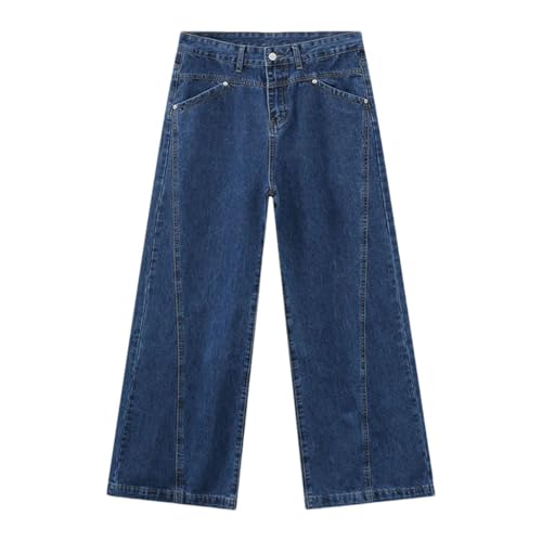 Deconstruction Men's Jeans High Street Style Straight Leg Line Design Solid Color Casual Menwear 9W1686