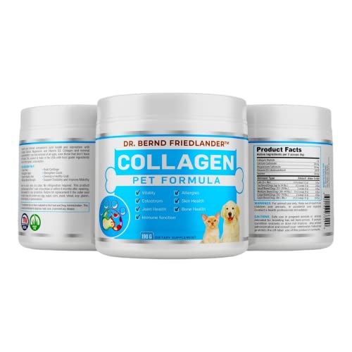 Image of Collagen Pet Formula- for Dogs and Cats, Joint, Skin and Coat, Allergies and Immune Support- Grass fed and Pasture Raised Collagen+ Colostrum, Made in The USA- by Dr. Bernd Friedlander