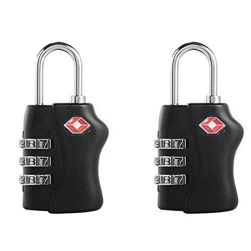 2 Stücke TSA-Gepäckschlösser TSA akzeptiert Reiseschloss, Kofferschloss Zahlenschloss mit 3-stelligen Zahlencode, Schwarz Cover