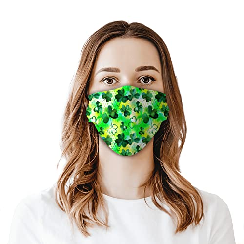 Máscara facial de Día de San Patricio, máscara de trebol de la suerte reutilizable lavable con 4 filtros para mujeres, hombres y jóvenes miniatura 5