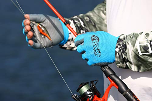 Gorilla Grip Max Fingerless Gloves | Breathable Fingerless Work And Fishing Gloves With Ribbed Gripping Surface | Color: Blue And Black | 1-Pair #TOP5
