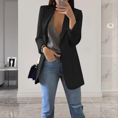 Womens Suit Jacket Formal Slim Fit Solid Open Front Lapel Collar Work Office Casual Blazers2