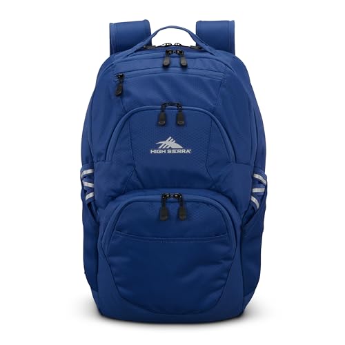 Image of High Sierra Swoop SG Backpack, Travel or Work Laptop Bookbag with Drop Protection Pocket, and Tablet Sleeve, One Size, Cosmic Blue
