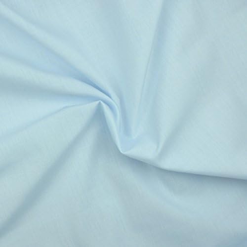 Pale Blue - 1 Metre - Plain Coloured Polycotton Fabric Material Poly-Cotton Dress Fabric 112cm Width Light Sky Blue