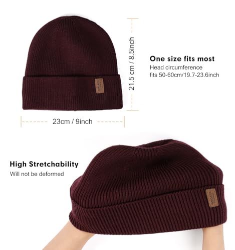 Image of Wmcaps Winter Beanie for Men Women, Fleece Lined Beanie Soft Warm Knit Hat Ski Stocking Cuffed Cap