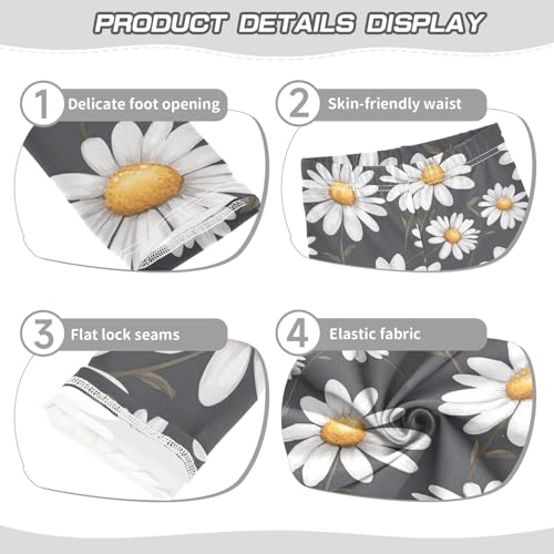 Daisies Girls' Leggings Toddler Doodles White Kids Yoga Pants Dance Active Tights 4T3