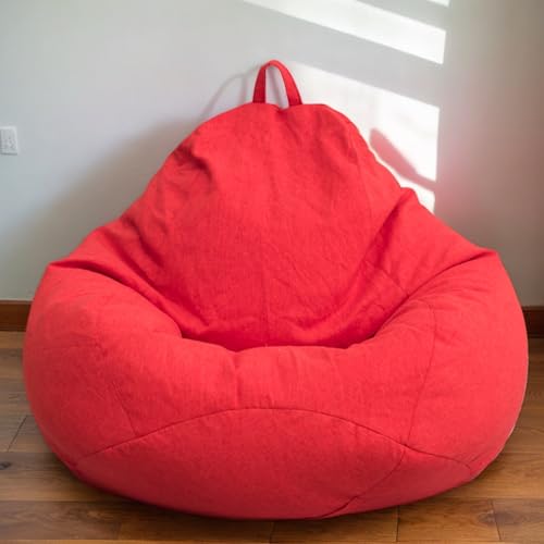 DOSYCOVUR Funda Bean Bag Estilo Moderno Velvet Cierre Lavable Sin Relleno Suave Estiramiento Adolescentes Adultos Silla Grande para Sala De Estar Oficina,Rojo,90 * 110cm