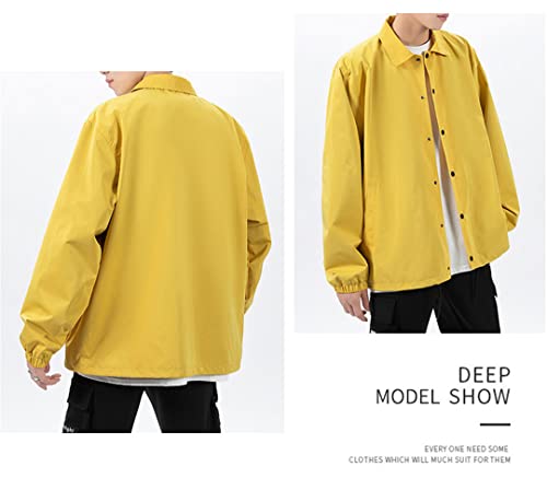 Veste bomber pour homme jaune veste moto décontractée taille L - 6