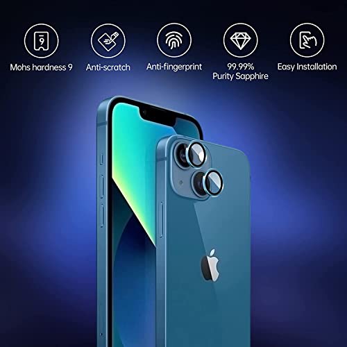 Image of CASEKOO Camera Lens Protector Compatible for iPhone 13 /13 Mini, [Anti-Scratch] Premium Tempered Glass Film Aluminum Alloy Lens Ring Cover