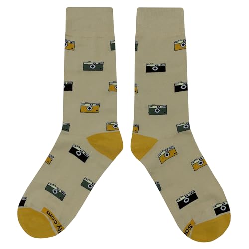 Vintage Camera Dress Socks Funny Novelty Crazy Fun Design Men Size 8-12 Cotton Casual Crew Colorful Funky Fancy Socks Gift for Men2
