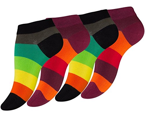 Vincent Creation Lot de 8 paires de socquettes, avec des rayures colorées - pour femme - taille 39-42 Cover