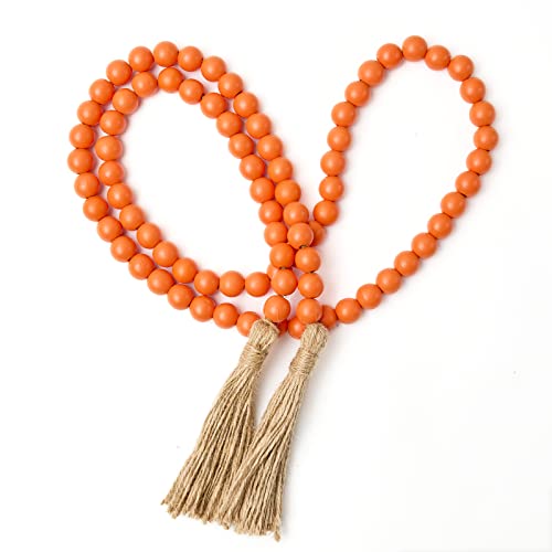 OMISHE 59in Wood Bead Garland with Tassels, Decorative Beads, Far...
