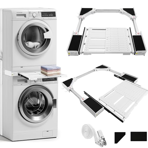 Kit Sovrapposizione lavatrice asciugatrice,supporto lavatrice asciugatrice,Telaio intermedio con filo stendibiancheria,