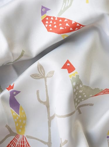 Image of Tranquebar Curtain Co. Semi Blackout Curtains 5 Feet for Window, 80% Blackout, Multicolor Bird Print, Semi Blackout Window Curtains, Heavy Polyester, BackTabs, Shiri (152 cm) - 1 Piece