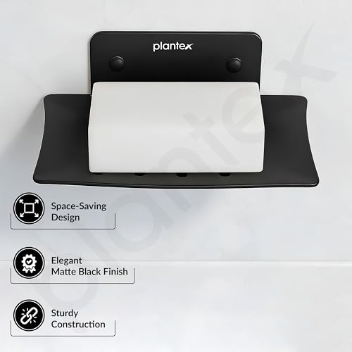 Image of Plantex Stainless Steel Soap Holder for Bathroom /Wall Mounted Soap Holder /Soap Dish /Bathroom Accessories (Black)