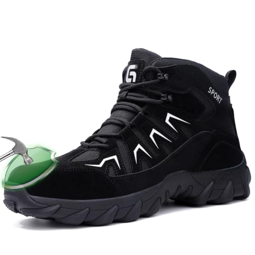 KGJIANDA Steel Toe Boots for Men Work Indestructible Safety Boots
