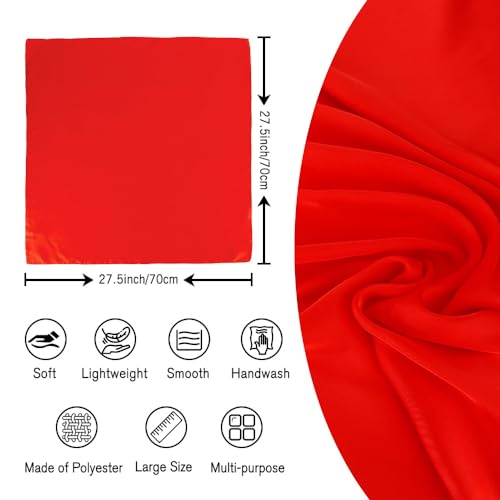 Silk Scarf for Women - Red Satin Neck and Hair Accessory2