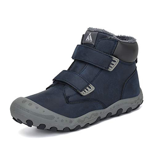 Niños Niñas Botas de Nieve Senderismo Impermeables Deportes Trekking Zapatos Invierno Forro Piel Sneakers Azul A 26 EU