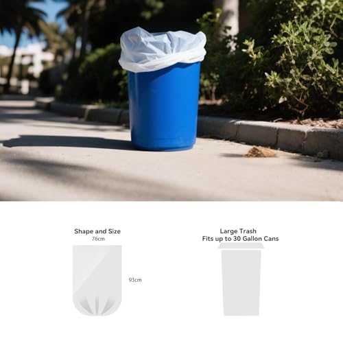 Image of WAIKAS 30 Ggallon Trash Bags, Pack of 10 Large Trash Bags Garbage Bag, 76x93.8cm,33.5g /pc, Unscented, White