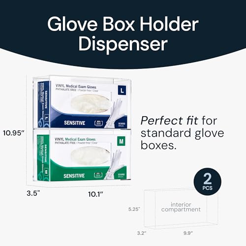 wall-mount acrylic glove box organizer - 10 x 1095 x 35 in - clear - double - side-load glove dispenser amp tissue box cover