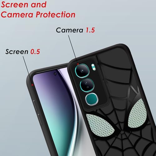 Image of Stylish Spider Back Case Cover Compatible for Vivo Y300 | Spidey Face Mask Case | Soft Silicone | Camera & Full Body Protection | Shock Proof | (Black, Y300)