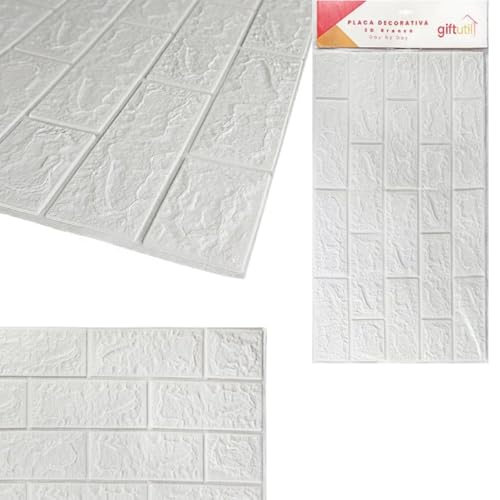 Placas Adesivas Decorativas 3D de PVC Texturizado, 77 cm x 70 cm, Papel Parede Autoadesivo, Resisten