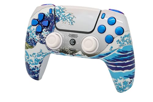 Image of Custom Controllerzz Custom Wireless Controller Compatible with PS5 - Multiple Designs Available (Waves & Chameleon Inserts)