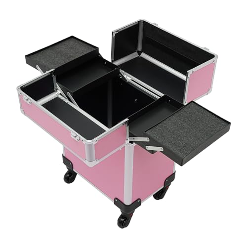 Valises à cosmétiques boîte de train chariot de maquillage extensible à roulettes - 2