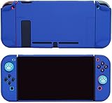 Dockable Case for Nintendo Switch, Cute Grip Protective Cover Case Compatible with Nintendo Switch Console and Joy-Con Controller with Tempered Glass Screen Protector and Thumb Caps - Navy Blue