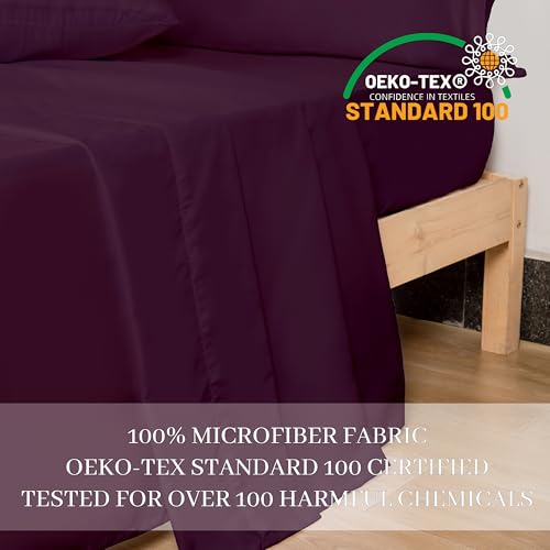 HBHLFZ Full Flat Sheet - Ultra Soft Polyester Top Sheet - Hotel Quality Bed Sheets - Comfortable Wrinkle-Free - Easy to Care for - 1 Full Flat Sheet Only(Full,Burgundy)