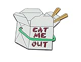 Flairs New York Foodies and Floral Theme Enamel Lapel Pin Brooch Badge (Pack of 1 Pin, Eat Me Out Chinese Take Out)