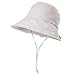 Siggi Ladies SPF50+ 100%Linen Summer Sun Bucket Packable Foldable Wide Brim Hats w/ Chin Cord Gray