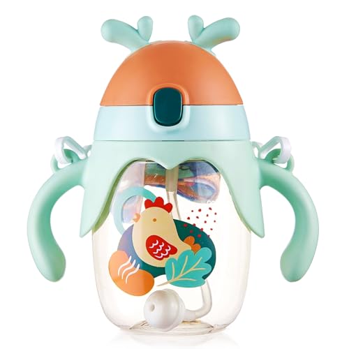 Bestele Vasos Boquilla Niños, Bebés Vaso Infantil Pajita Contrapeso Antigoteo Vaso Aprendizaje Taza con Manejas Acollador Antiderrame