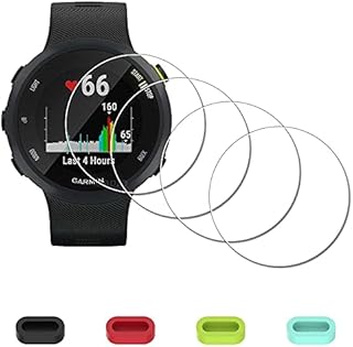 iDaPro Displayschutz Schutzfolie für Garmin Forerunner 45 / 45S Smartwatch + 4-teiliger Ladeanschlussschutz, 9H Härte Gehärtetes Glas Displayschutzfolie Einfache Installation [4 Stück]
