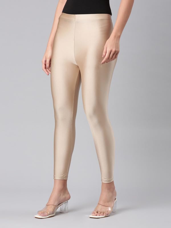 Image of GO COLORS Soft Cotton Stretch Cropped Leggings for Women | Breathable, Mid Rise